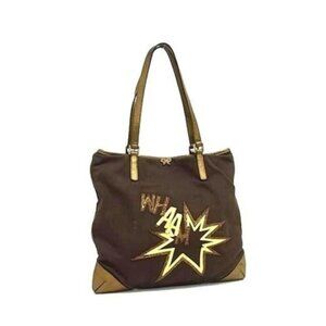 Anya Hindmarch -RARE- WHAM Brown Canvas & Metallic Bronze Leather Tote Bag VGUC